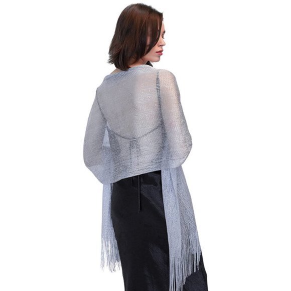 Sparkly Shawls and Wraps with Buckle Silver Grey - Picture 6 of 6